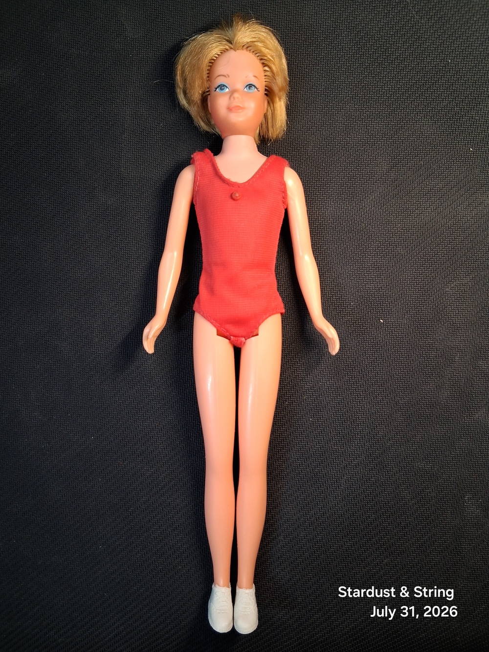 Vintage 1975 Mattel Growing Up Skipper Doll Red Swimsuit Shoes #7259